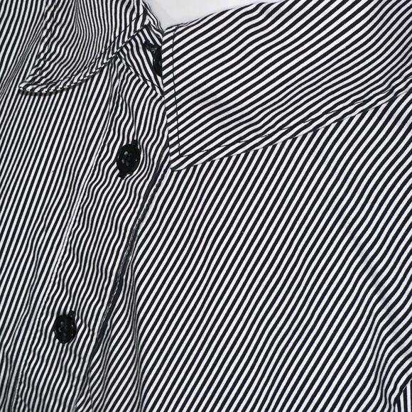 Lane Bryant Women's Short Sleeve Black & White Striped Button Blouse 18 0629 - Picture 2 of 6